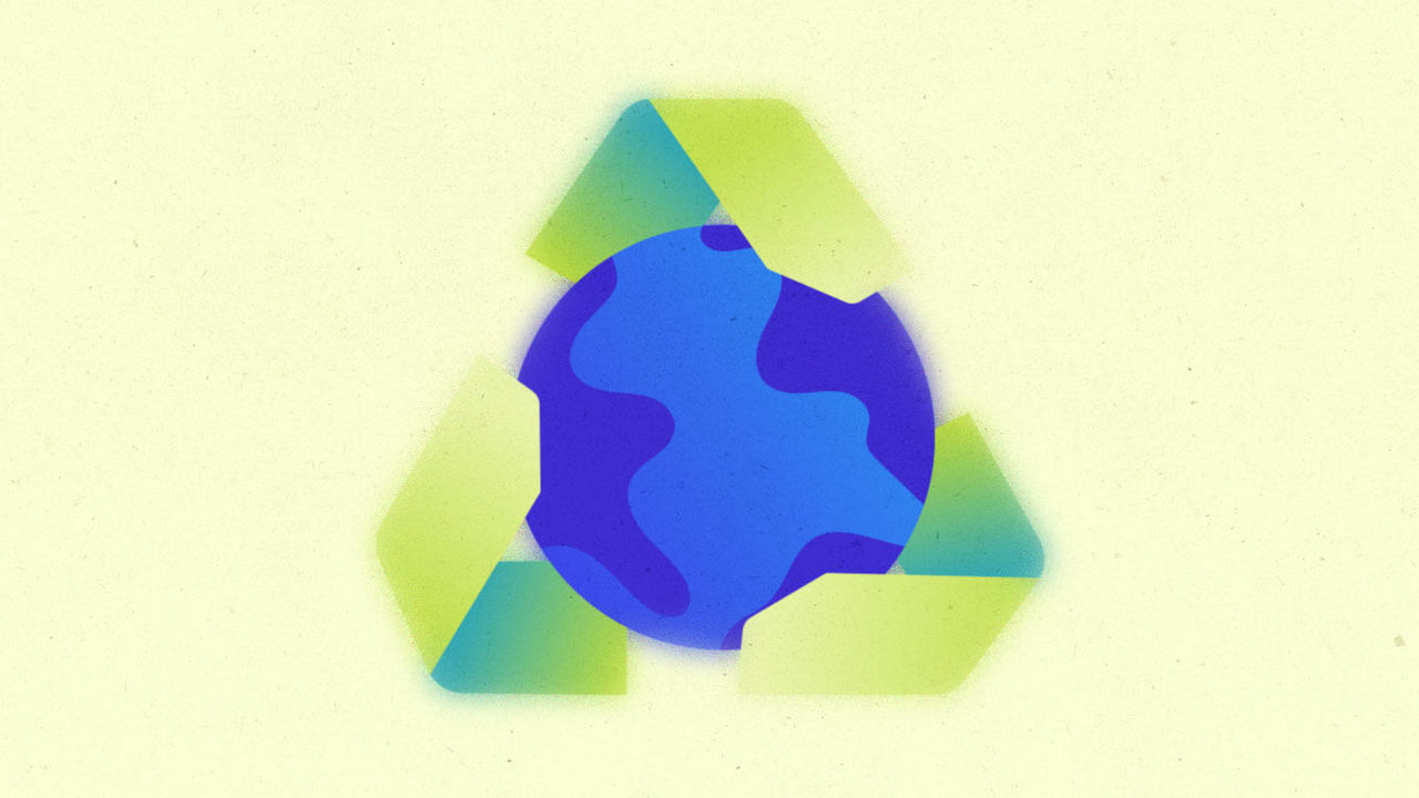 Illustration du symbole de recyclage autour de la terre